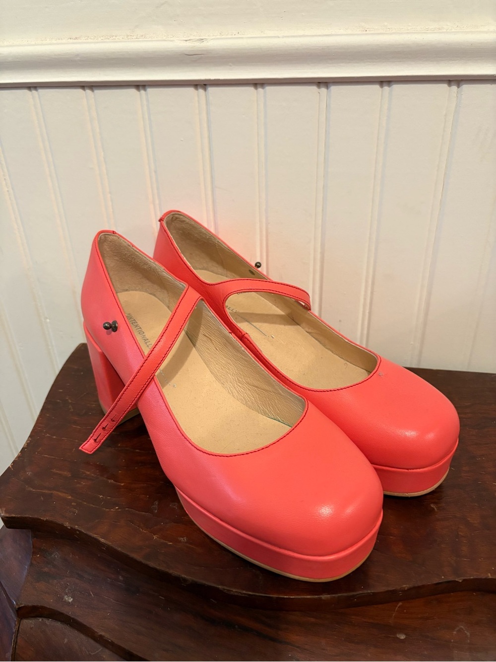 INTENTIONALLY BLANK Mika Coral-Pink Platform Mary Jane Pumps